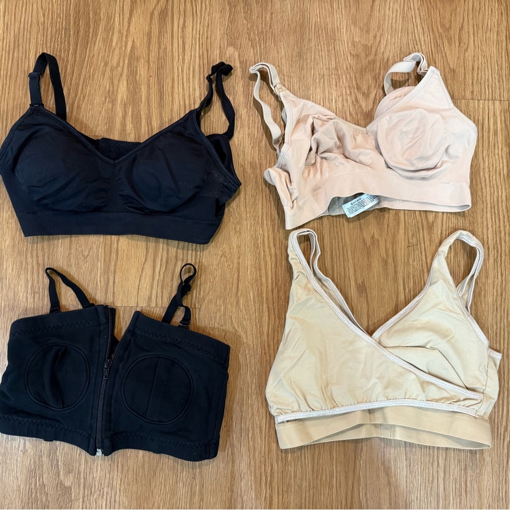 Women's Black and Beige nursing breast feeding bras size M
